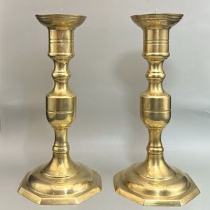Vintage Brass Candlesticks Pair 10” Tall Taper Candle Holders Mantel Table Decor